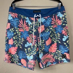 🌴2/$20🌴 American Eagle Hawaiian Print blue Board Shorts pockets swim surf L